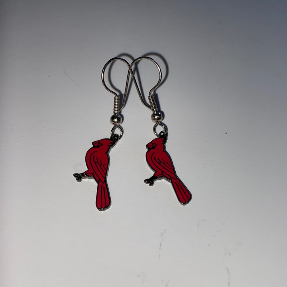 cardinal fish hook earrings